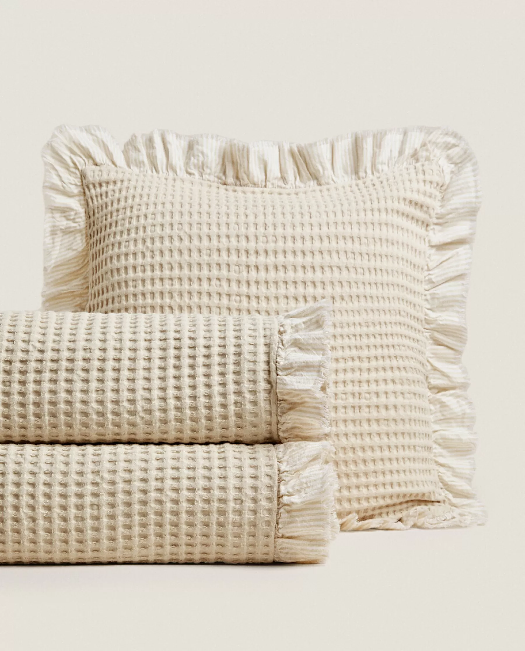 ZARA Home Waffle Texture Cotton Bedspread | Crib Bedding