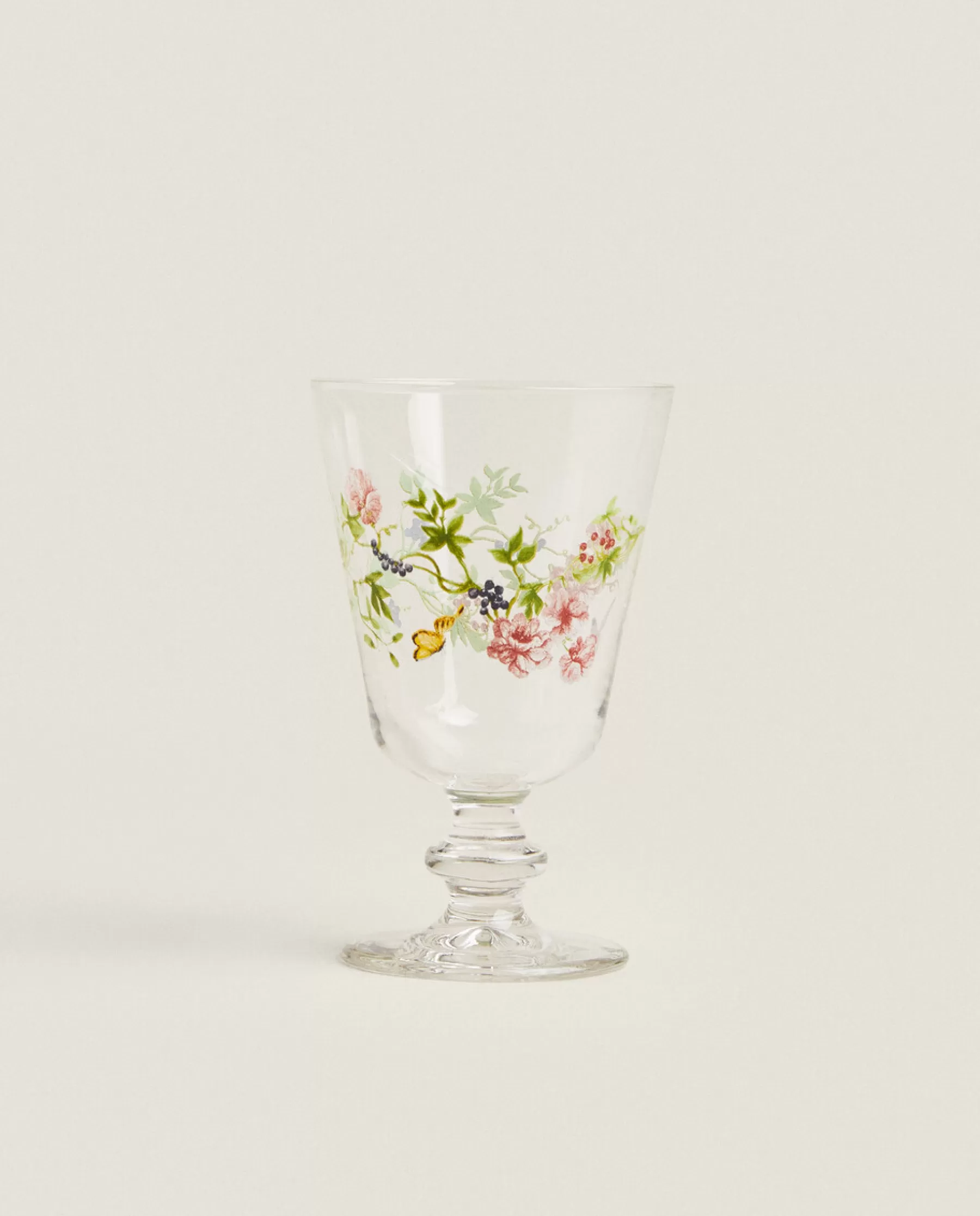 ZARA Home Wine Glass With Floral Silk Screen | Glasses And Flutes