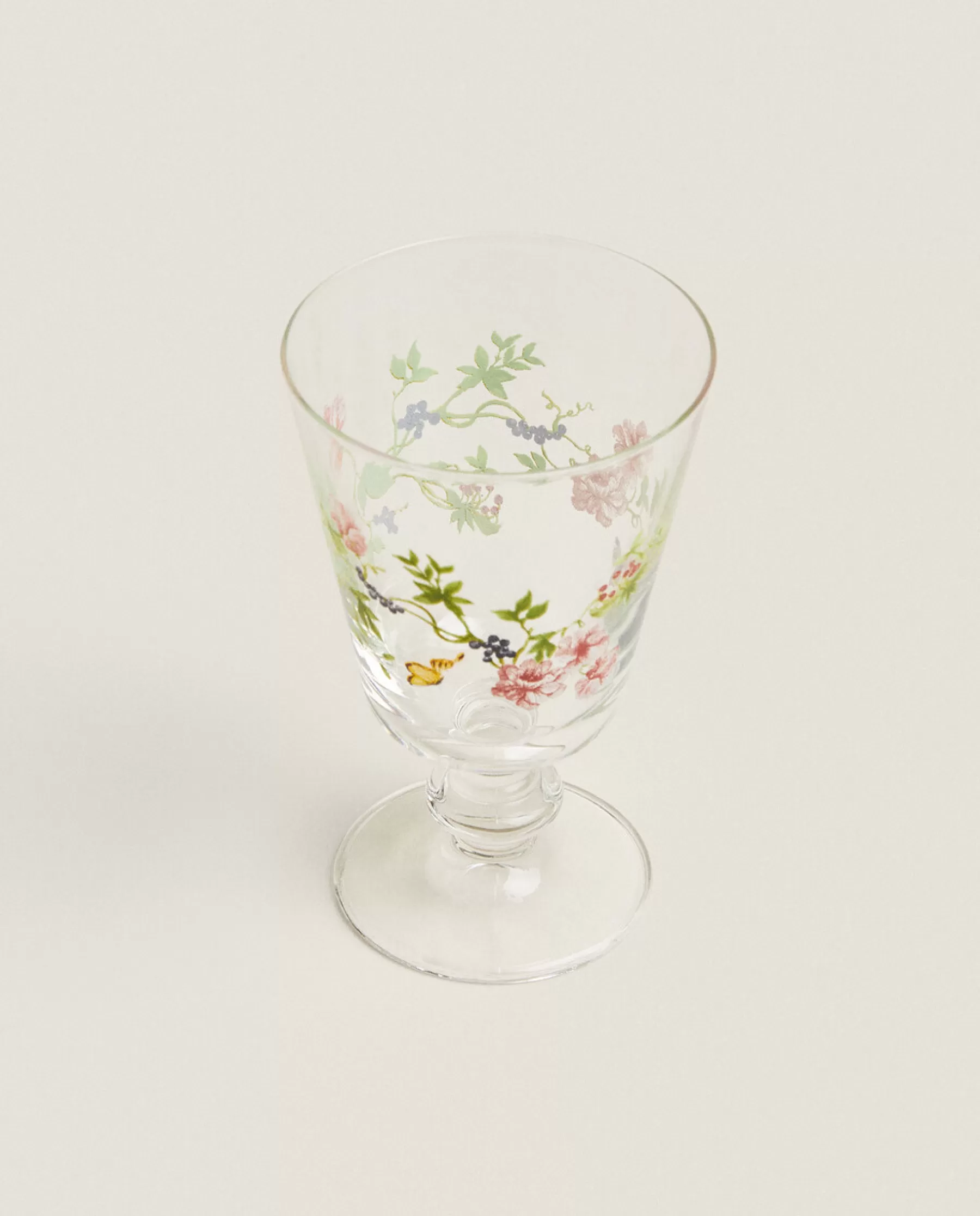 ZARA Home Wine Glass With Floral Silk Screen | Glasses And Flutes