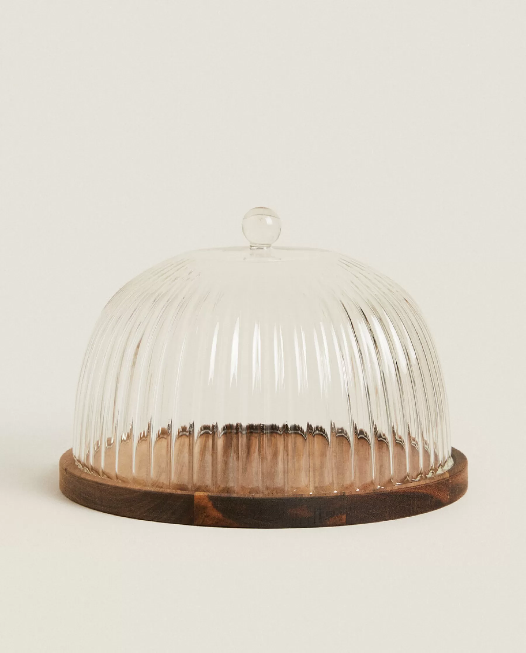 ZARA Home Wooden And Glass Cake Plate | Borosilicate Glass